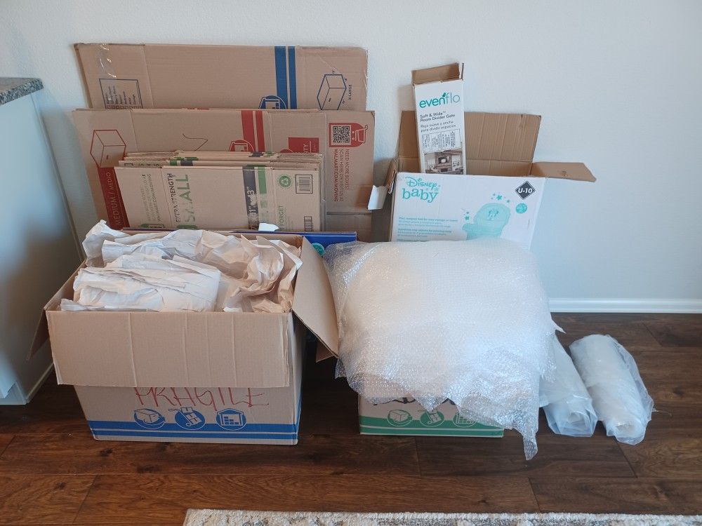 Boxes Bubble Wrap And Packing Paper