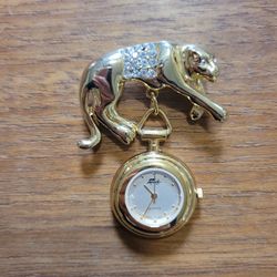 Vintage FABERGE' Gold Panther Brooch Watch