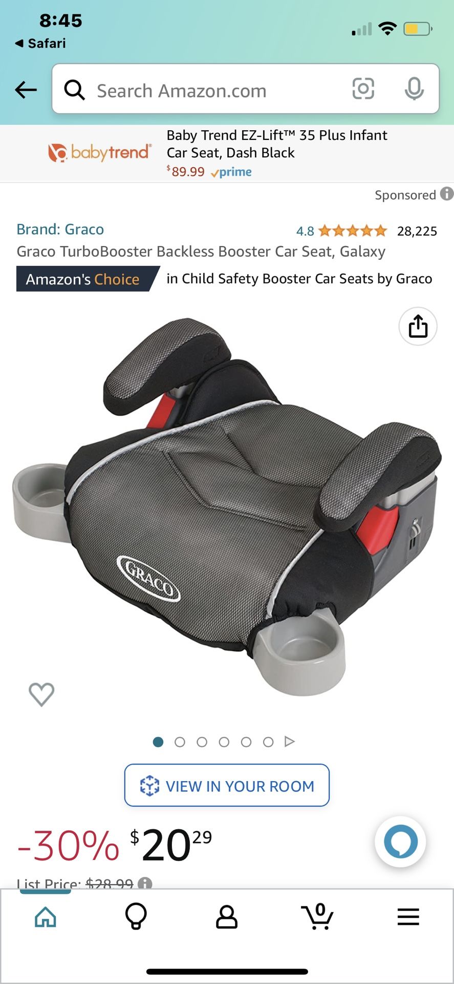 Graco TurboBooster Backless Booster Car Seat, Galaxy