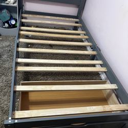 Grey Twin Wooden Bed 