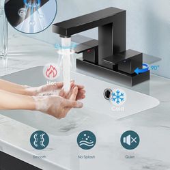 Bathroom Faucets for Sink 3 Hole, Matte Black F12  $30