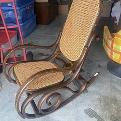 Mid Century Modern Bentwood and Cane Rocking Chair
