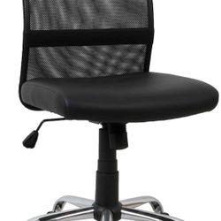 Black Mesh Office Task Chair – Mid Back, Faux Leather Seat