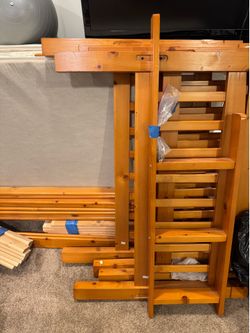Twin bunk beds with mattresses