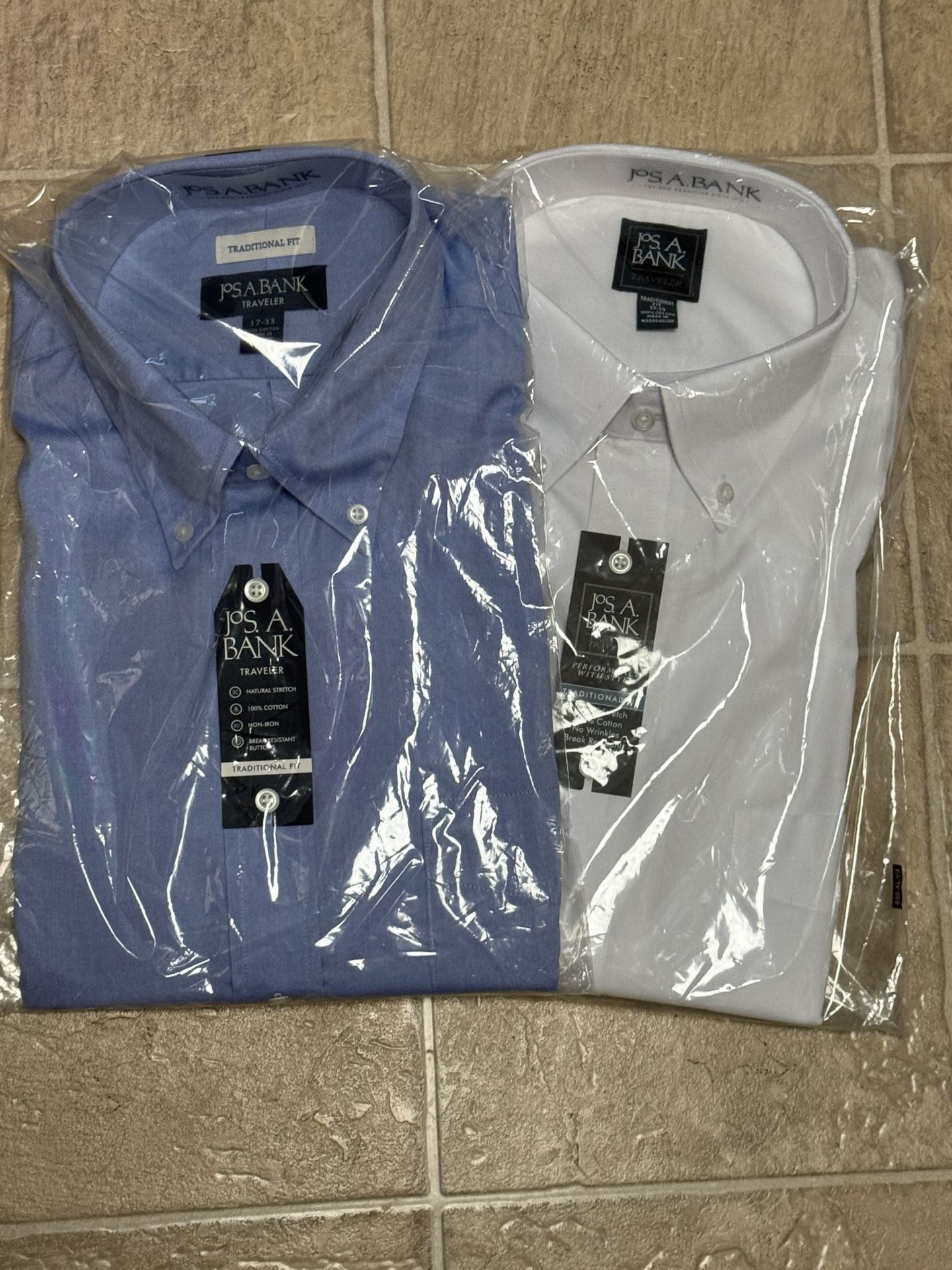 2 New Jos A Bank Traveler Button Down 17/33