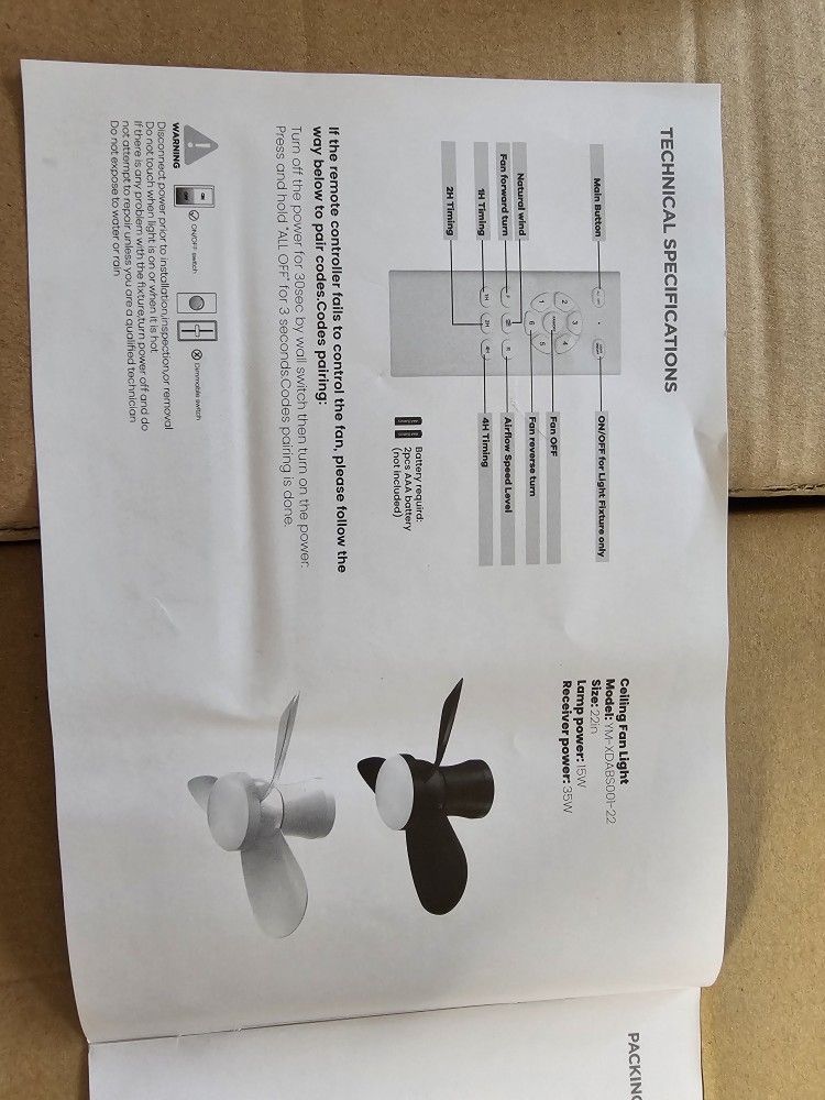 NEW Ceiling Fan with Lights and Remote - 6-Speed, 22 Inch, Black Modern LED Fan