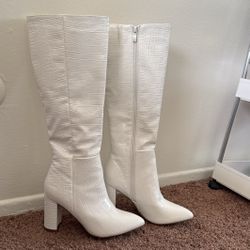 Knee High White Boots