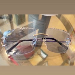 Cartier Classic C Rimless Diamond Cut glasses CT0092O ( blue lenses) 135mm