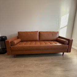 AllModern Geo 84” Genuine Leather Sofa