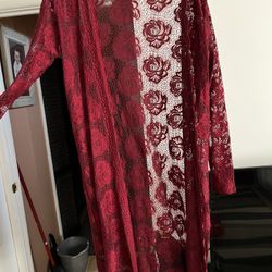 Womens Size Medium Long Lace cardigan
