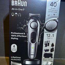 Braun All-in-One Men's Shaving Kit Series 7 7440, 12-in- 1 Beard, Face, Nose, Ear Trimmer, Hair Clippers, Body Groomer and Manscaping + Travel Case + 
