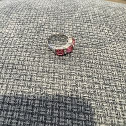 Vibrant pink stones ring sterling silver