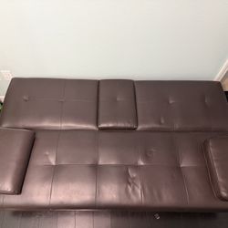 Futon Sofa Bed, Modern Faux Leather Sofa Couch