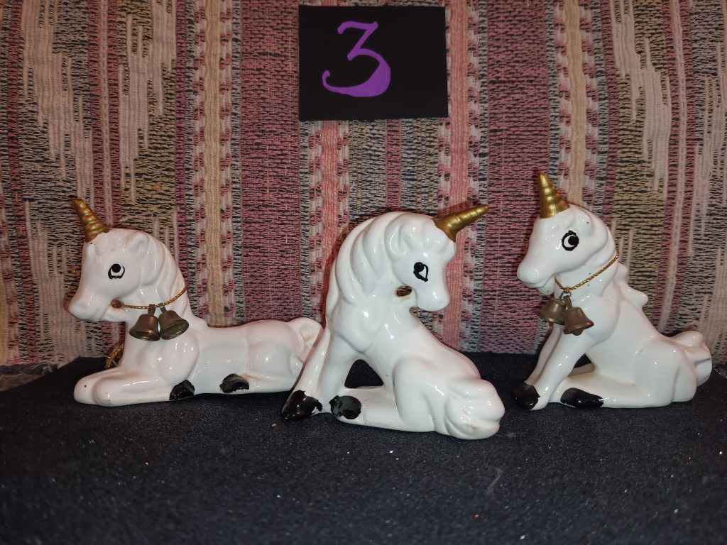 Porcelain Unicorn Set of 3