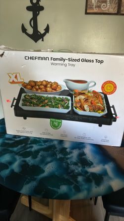 Chefman Family-Sized Glass Top Warming Tray XL