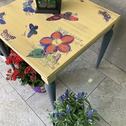 Pretty Side Table Yellow Butterfly 