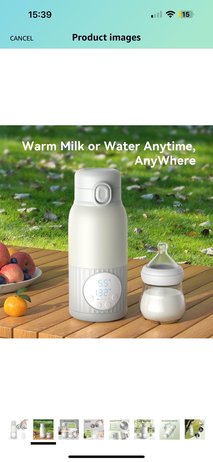 Portable Milk Warmer for Breast Milk & Water on Travel Go, Portable Bottle Warmer with Fast Heating & Long Battery Life,13.5 oz Large Capacity to Meet