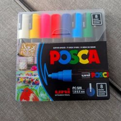 POSCA WATER BASED MARKERS PC-5M 8 COLORS MEDIUM TIP + Outline Marker NEW! 