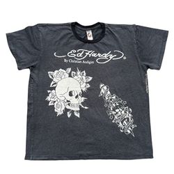 Vintage Ed Hardy By Christian Audigier Skull Tattoo Shirt