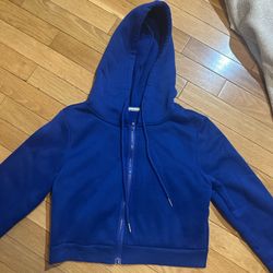 SHEIN. Royal Blue Zip Up Crop Sweater