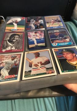 Binder of baseball cards