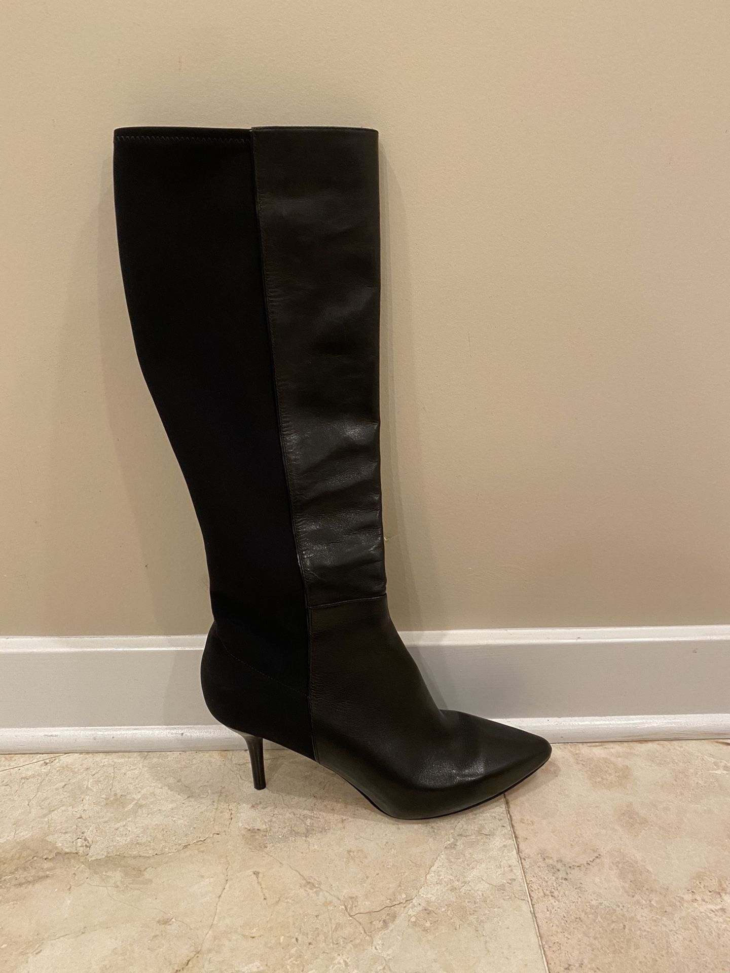 Via Spiga Black Leather High Heel Boots 8.5