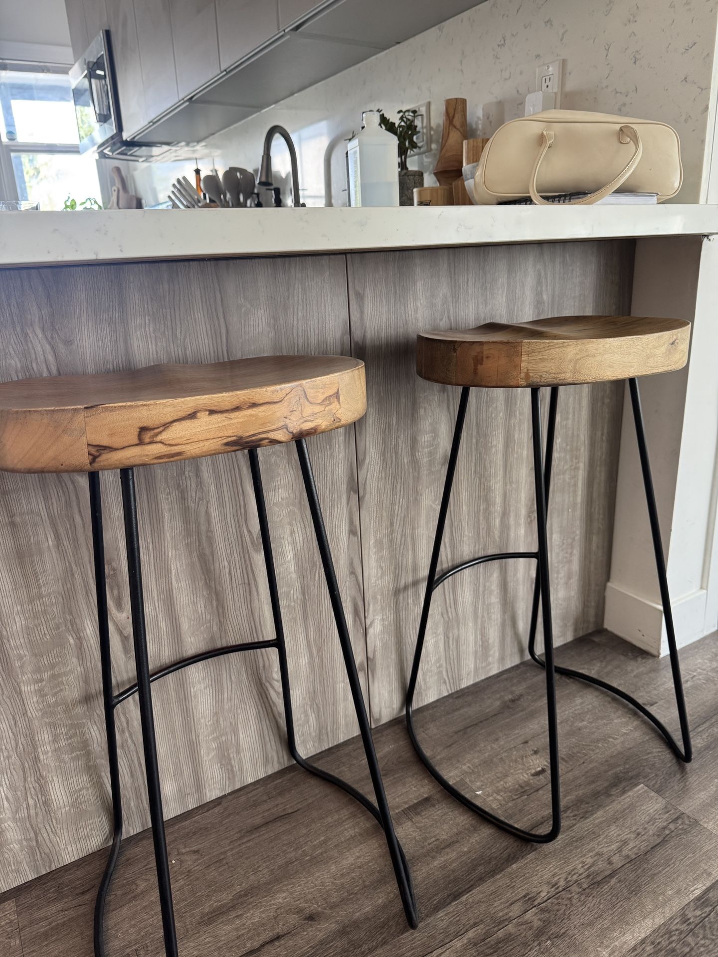 wood barstools set of 2