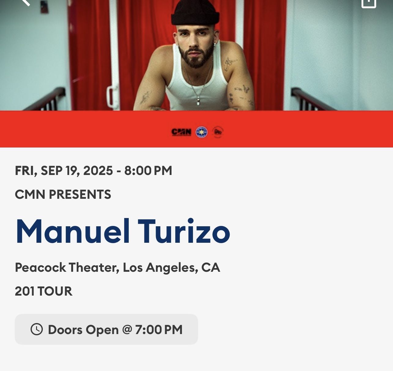 2 Tickets 🎟️ Para Manuel Turizo