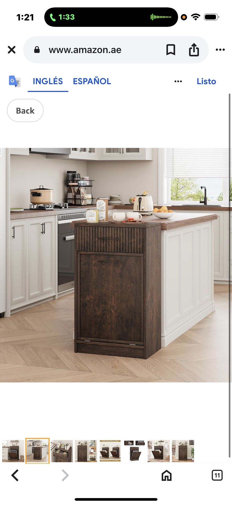 GAOMON Fluted Tilt Out Trash Can Cabinet, Hidden Garbage Can Cabinet 10 Gallon, Freestanding Dog Proof Trash Can Cabinet, Wooden Trash can for Kitchen