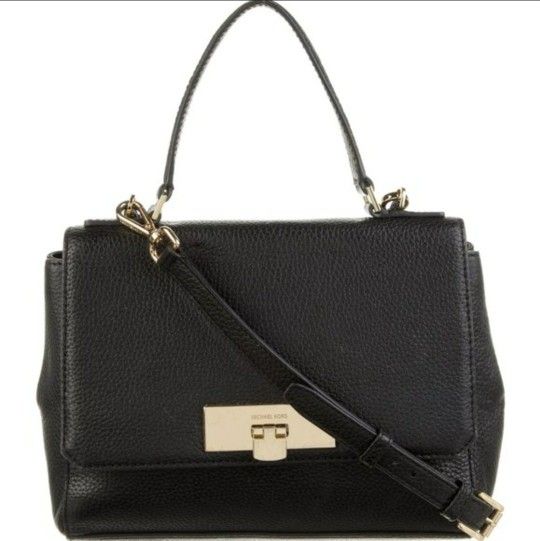 Michael Kors Designer MK Callir Black Top Handle Crossbody Purse Handbag 