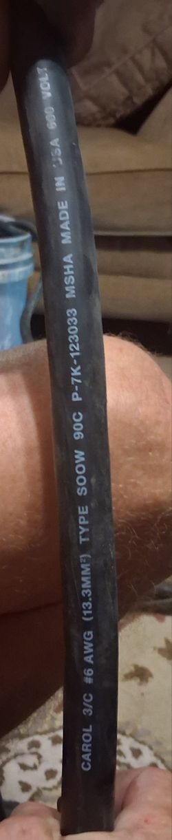 117 FOOT /Carol 3/C#6AWG(13.3MM2)TYPE SOOW 90C P-7K-123033 MSHA 600VOLT
