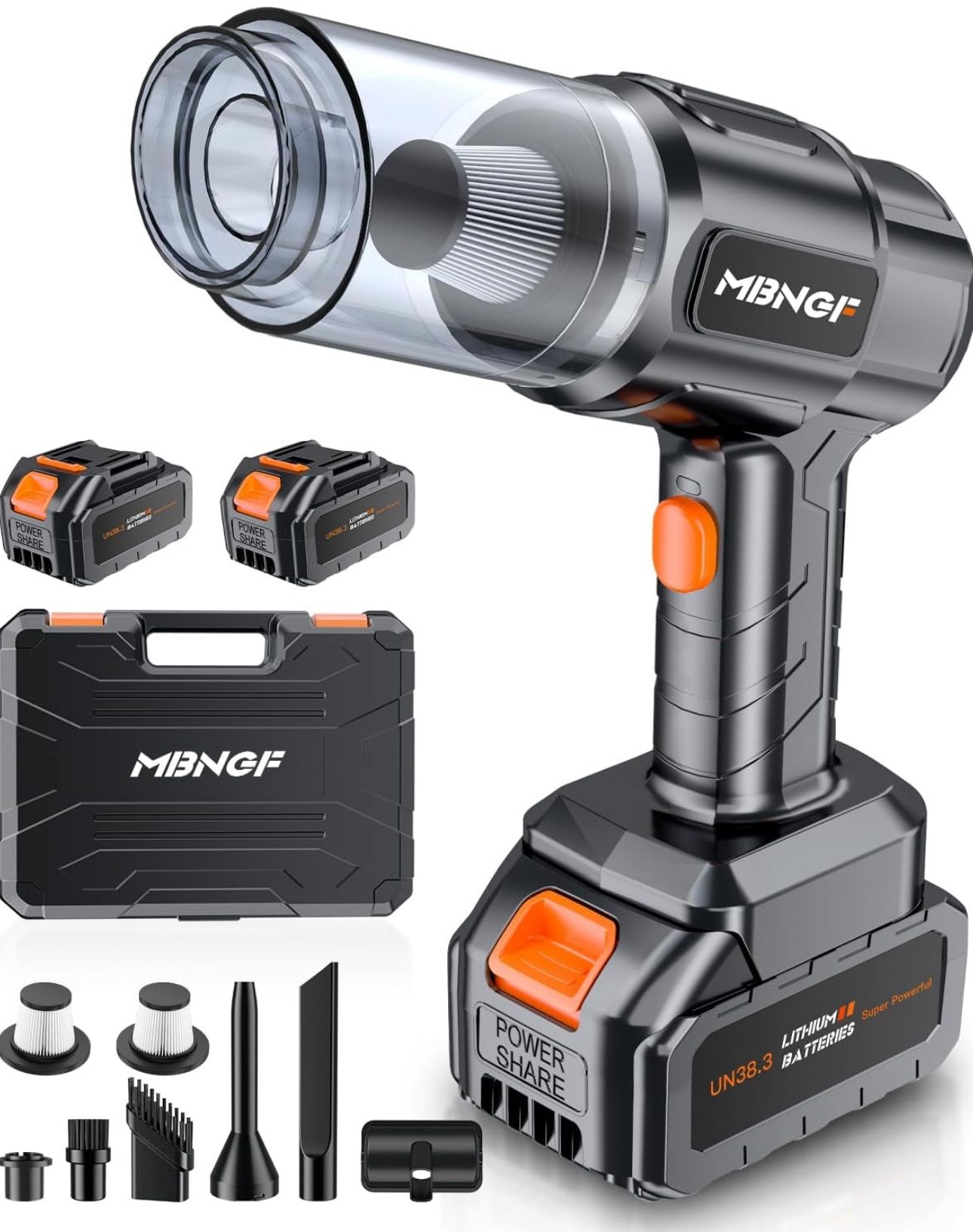 MBNGF Handheld Car Vacuum Portable Cordless 35000PA High Power Suction & Blower