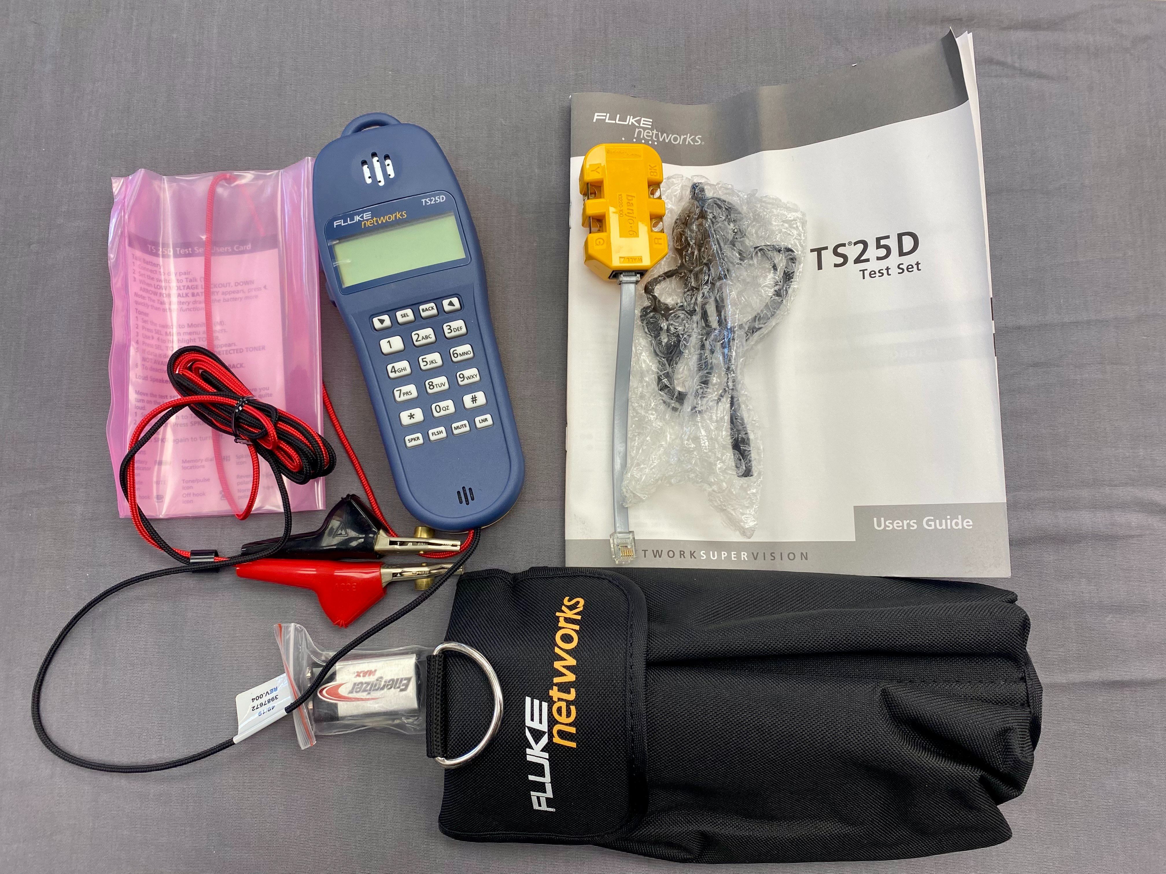 Fluke Networks TS25D Test Set Kit w/ Case Banjo-6 Adapter Manual Leads NEW