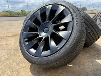 🚚DELIVERY 🔥(4) 2025 OEM 20” TESLA MODEL Y INDUCTION WHEELS RIMS TPMS OEM GOODYEAR NEW