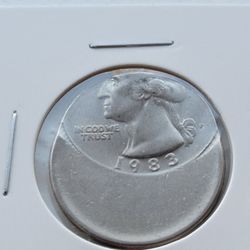 50% Off Center-1983-P Washington 25c . Brilliant Uncirculated MINT ERROR