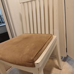 White Wooden Dining Chair with Cushion
