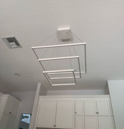 32” Modern LED Geometric Square Chandelier – White
