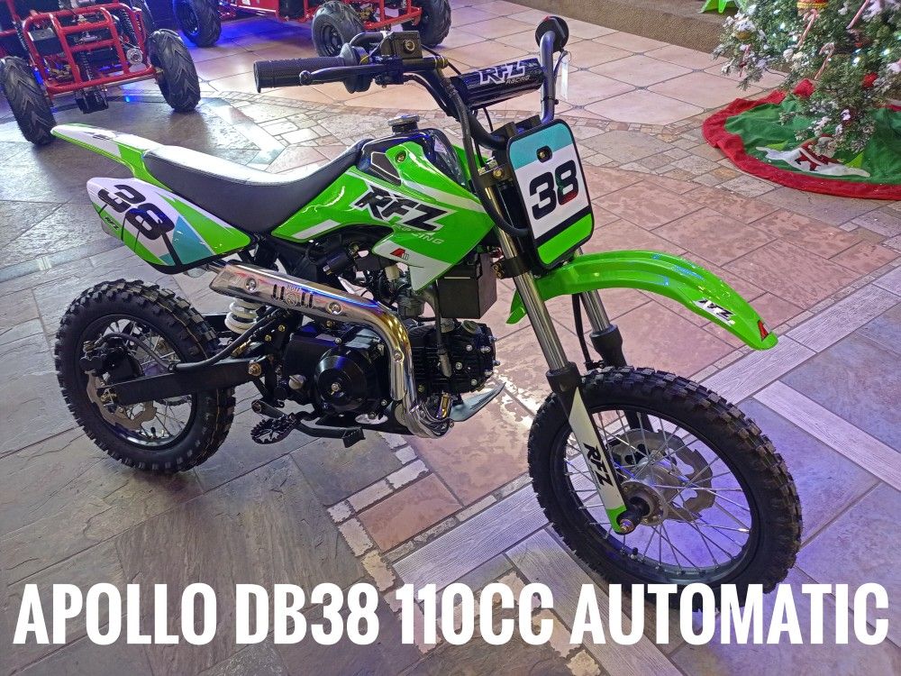 Apollo 110 cc db38 automatic dirt bike  $1,595 cash price list taxes and fees