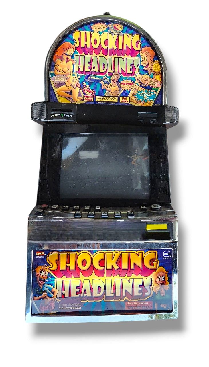 Slot Machine Shocking Headlines Used Vintage