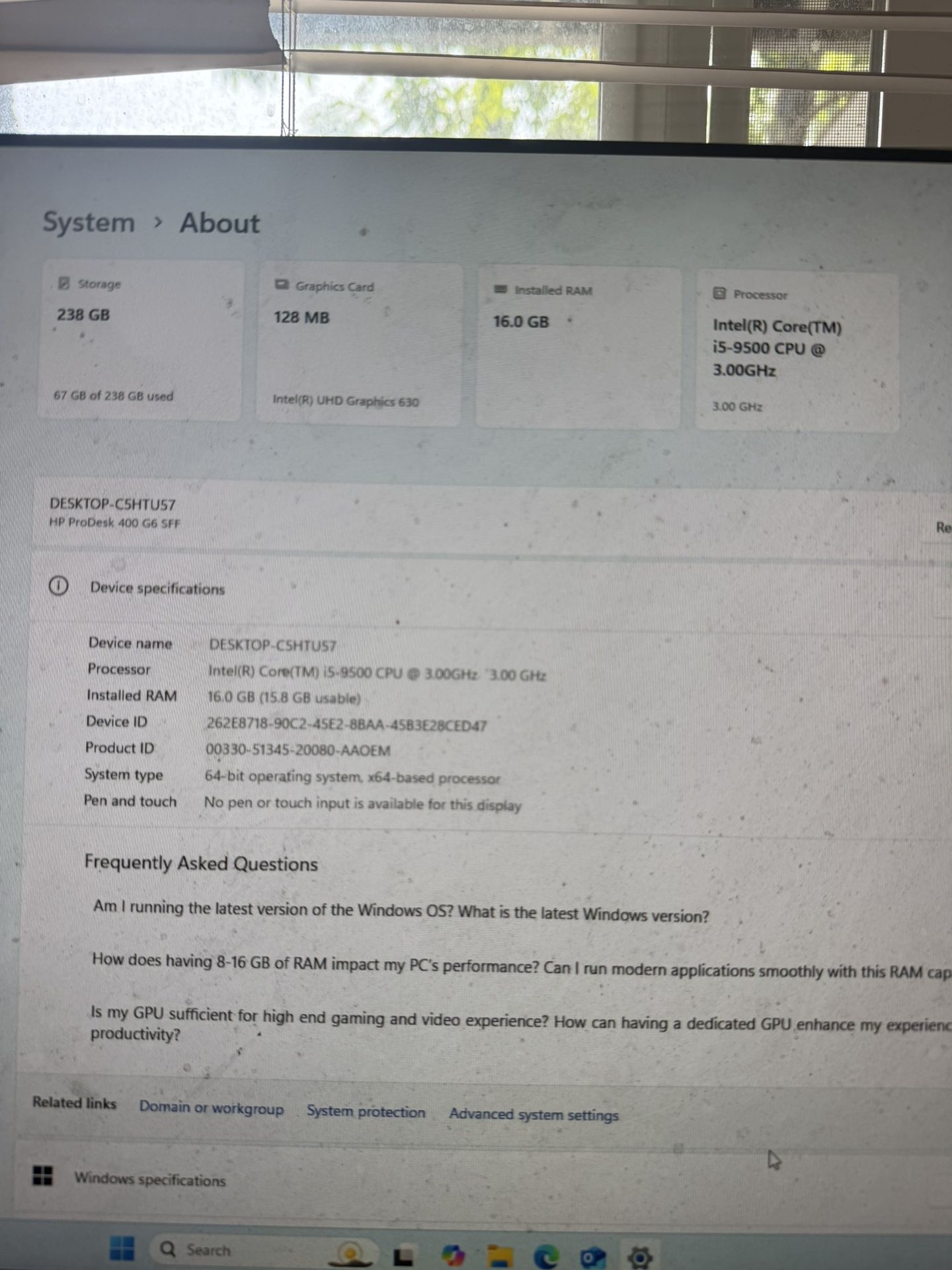 Hp Pro Desktop i5 9th Gen