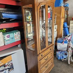 Thomasville antique wood and glass furniture