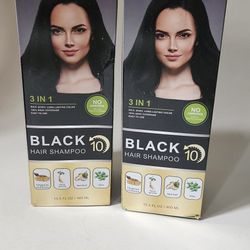 2x 3 in 1 Black Hair Dye 13.53 FL Oz, Black Hair Shampoo, Semi-Permanent Hair Dye Shampoo, 100% Gray Hair Coverage, Effect in 5 Minutes, Lasts 30 Days
