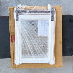 Besdomus 22x30 Farmhouse Barn Door Wall Mirror White Solid Cedar Wood Rustic Vanity HD Silver, NEW