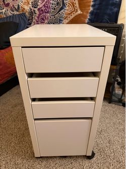 White Rolling Drawer Cabinet / Office Storage / Vanity Drawers