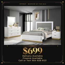 Modern White and Gold Bedroom Set- buy now pay later
