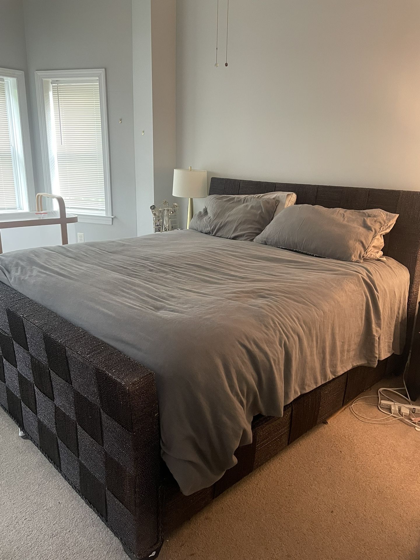 Free Dark Brown King Size Bed Frame And Box Springs