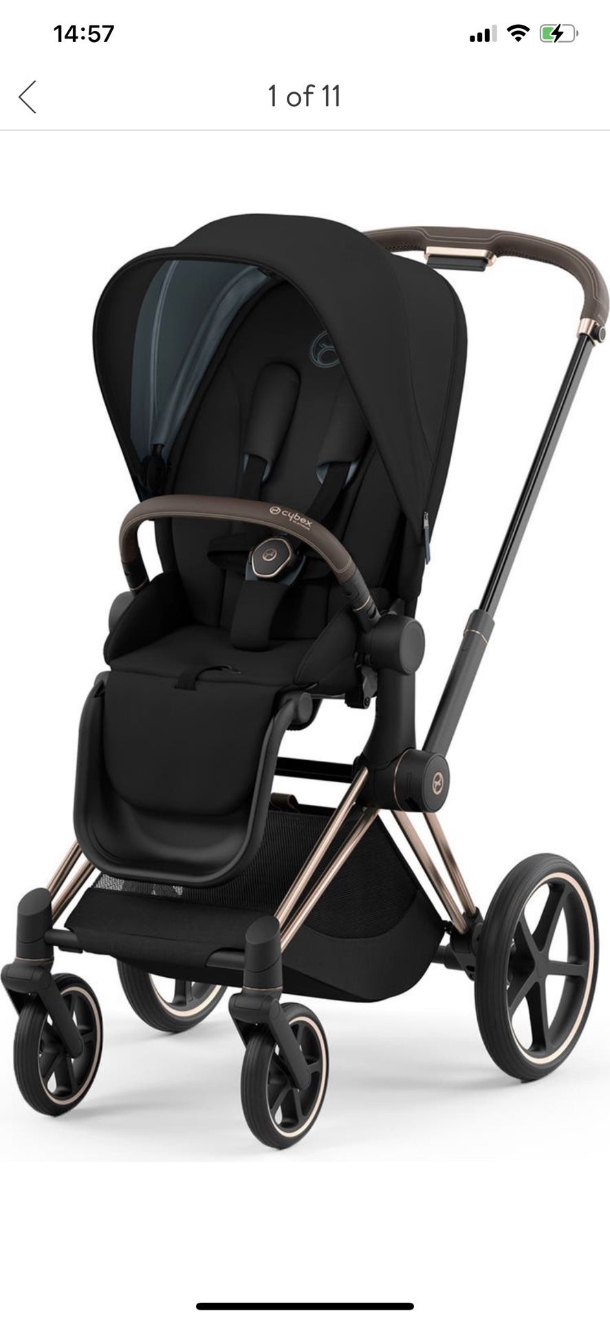 Cybex Priam Rose Gold Black Compact Stroller