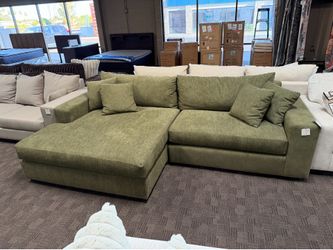 Sage green extra wide sectional
