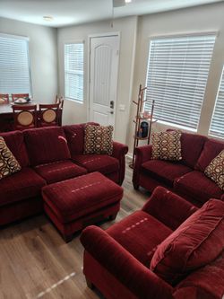 Free Red Couch Set Good Condition
