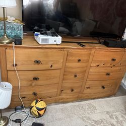 Wood Dresser And Armoire 